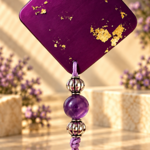 Tesla Purple Plate with Amethyst & Gold Leaf – Handmade Energy Art