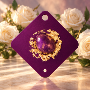 Tesla Purple Plate with Rock Crystal for Energetic Balance and Well-Being
